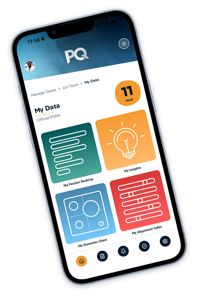 PQlife mobile app showing My Data dashboard