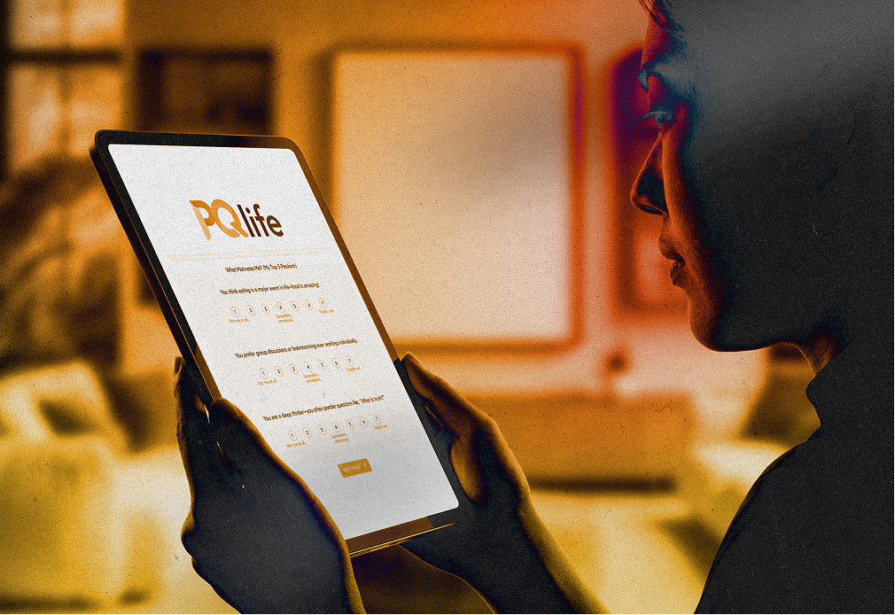 Person taking the Take 5 assessment on a tablet