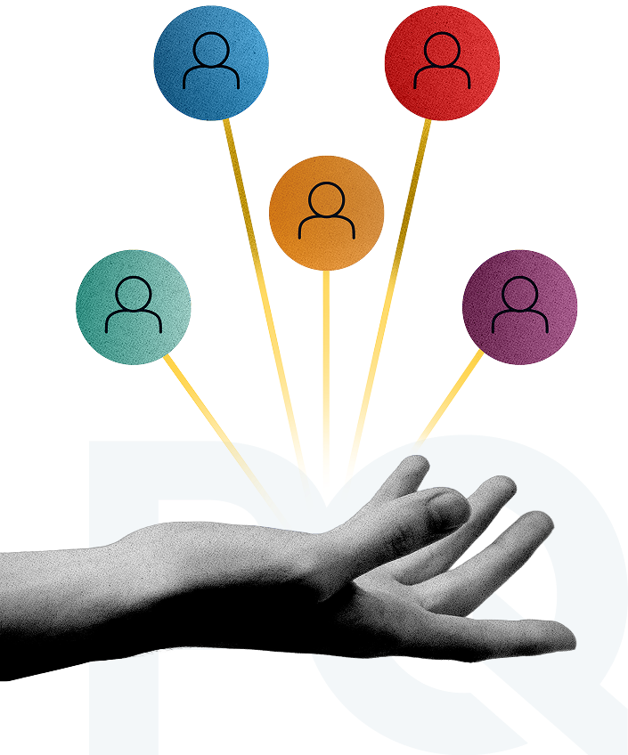 Hand holding five passion icons